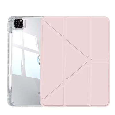 CARCASA TRANSPARENTE REFORZADA CON TAPA ROSADO IPAD PRO 13 2024