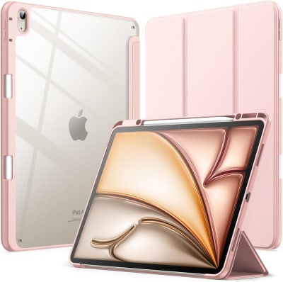 CARCASA ANTIGOLPE TRANSPARENTE CON TAPA COLOR ROSADO IPAD 10,2