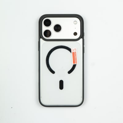 CARCASA MAGSAFE TRASPARENTE REFORZADA IPHONE 17 PRO NEGRO