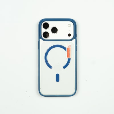 CARCASA MAGSAFE TRASPARENTE REFORZADA IPHONE 17 PRO AZUL