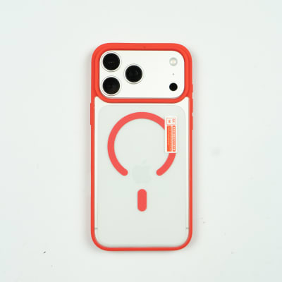 CARCASA MAGSAFE TRASPARENTE REFORZADA IPHONE 17 PRO ROJO