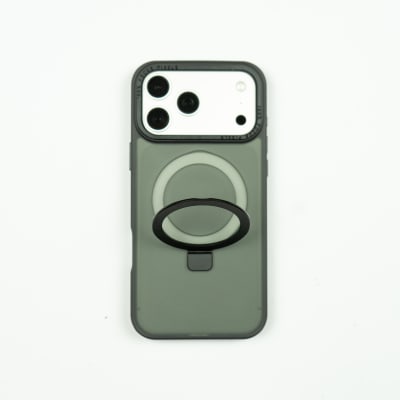 CARCASA MATE NEGRO CON SOPORTE METALICO MAGSAFE IPHONE 17 PRO MAX