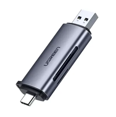 LECTOR 2EN1 MULTI-TARJETA MEMORIA DUAL USB-A 3.0/USB-C 3.1 (SD/MICROSD) ALUMINIO PLATA (CM185)