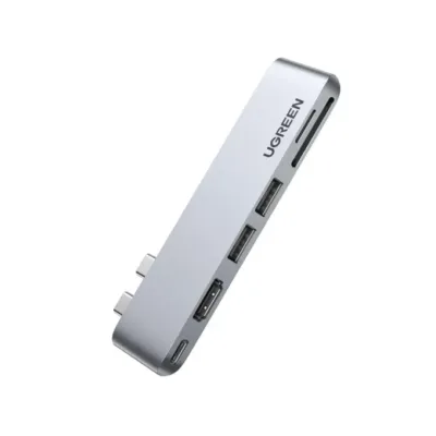 ADAPTADOR LATERAL DUAL USB-C / HDMI + 2USB-A 3.0 + (SD/MICROSD) + USBC MACBOOK PRO/AIR (CM380)