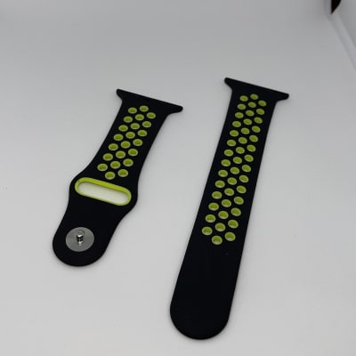 CORREA DEPORTIVA SILICONA  42-44-45MM NEGRA Y VERDE