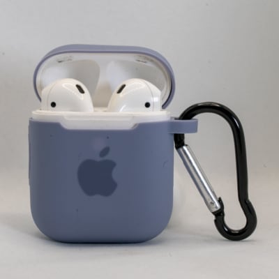 FUNDA SILICONA AIRPODS  1ER Y 2DA LILA