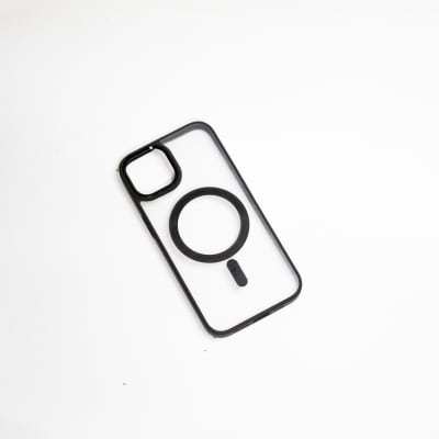 TRANSPARENTE BORDE COLOR MAGSAFE IPHONE 14 NEGRO