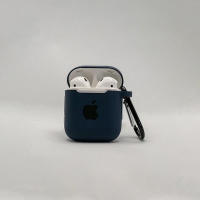 FUNDA SILICONA AIRPODS  1ER Y 2DA AZUL MARINO