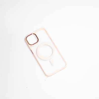 TRANSPARENTE BORDE COLOR MAGSAFE IPHONE 14 ROSA PALO