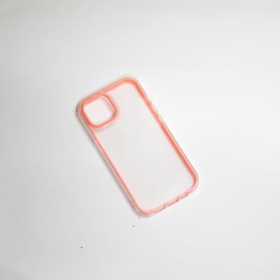 TRANSPARENTE CON BUMPER COLOR ROSADO IPHONE 15