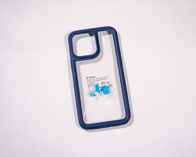 TRANSPARENTE + BORDE COLOR REFORZADA AZUL IPHONE 14 PRO MAX