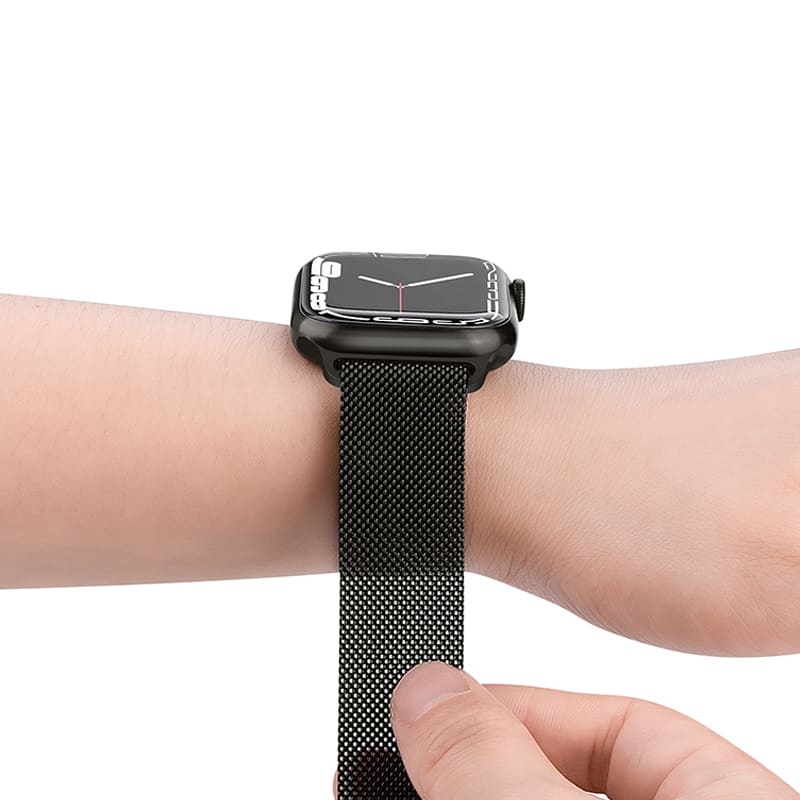 CORREA ACERO TIPO PULSERA CON IMÁN NEGRO 38/40/41MM (WA03)4
