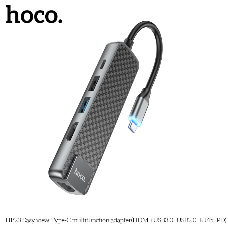 SUPER HUB UBS-C (HDMI+USB-A3.0+USB-A2.0+RJ45(ETHERNET)+USB-C) HB231