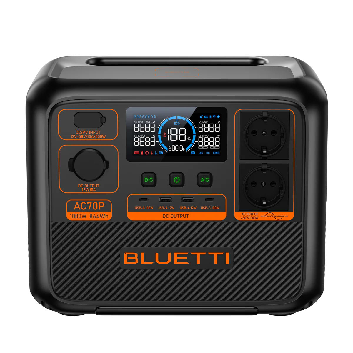 BLUETTI AC70P | Banco de batería recargable | 1000W - 864Wh | CHILE3