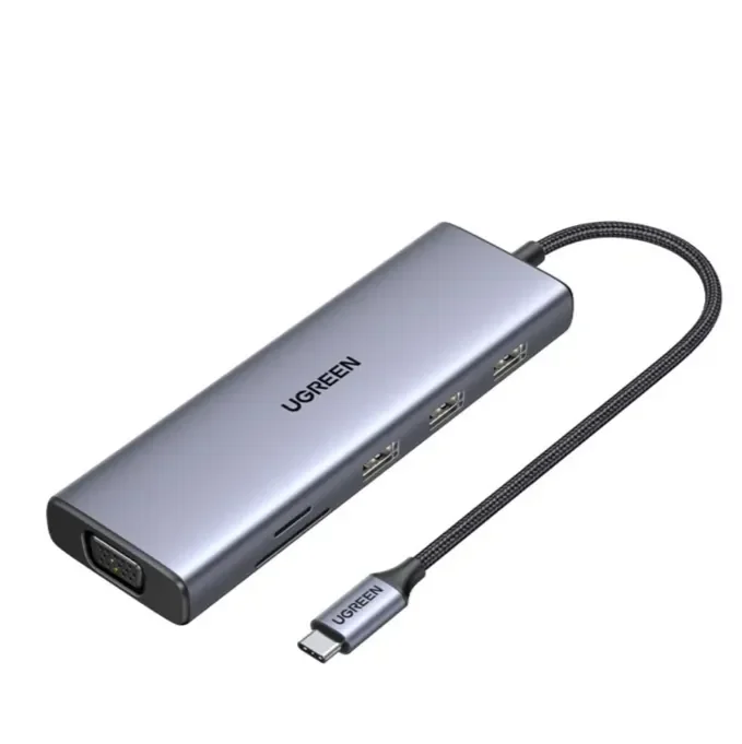 ADAPTADOR MULTIPUERTO 9 EN 1, USB-C / 1HDMI 4K60HZ + 1VGA 1080P + 3USB 3.0 + RJ45 GIGABIT + INUSB-C PD (CM498)2