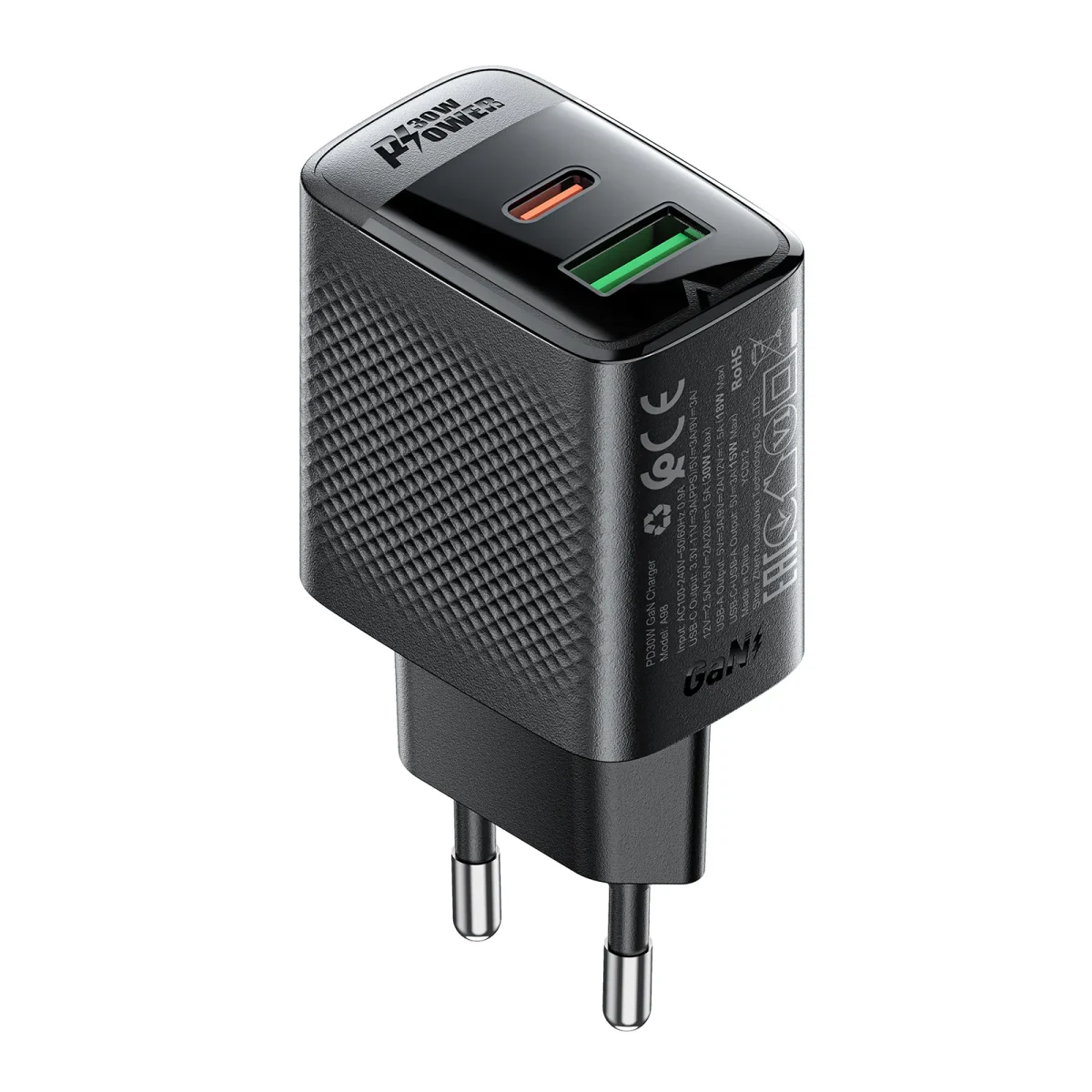 ENCHUFE 30W TIPO USB C+USB A:30W (C:30W;A:18W)(A98)7