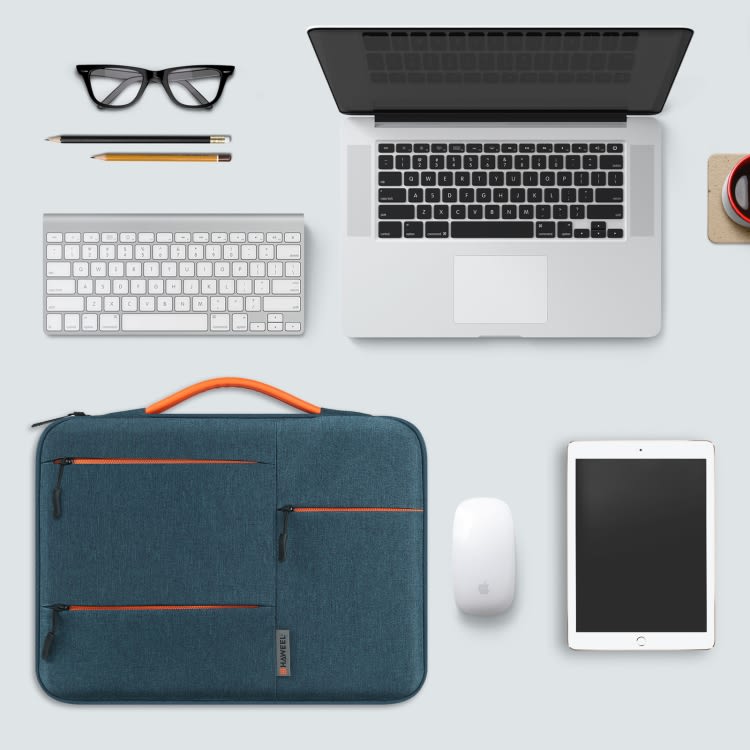 BOLSO PARA MACBOOK IMPERMEABLE CON BOLSILLOS AZUL MARINO 13.5