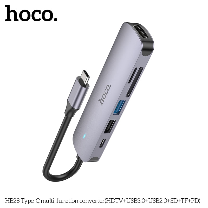 HUB USB-C  (HDMI+USB-A3.0+USB-A2.0+SD+TF+USB-C) HB281