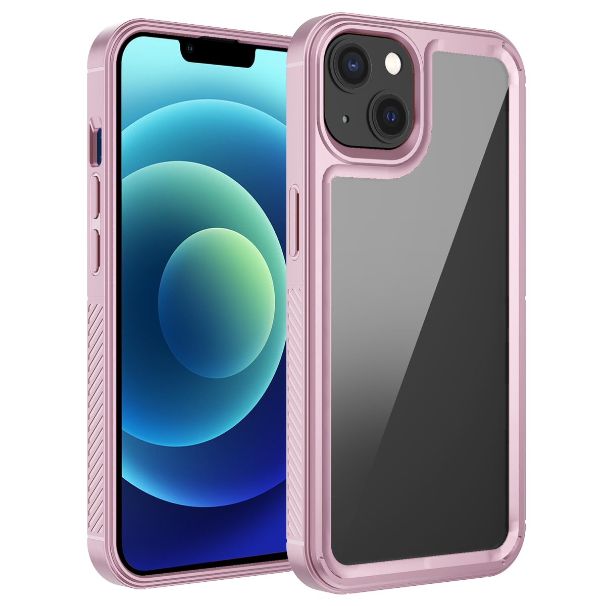 TRANSPARENTE + BORDE COLOR REFORZADA ROSADO IPHONE 142