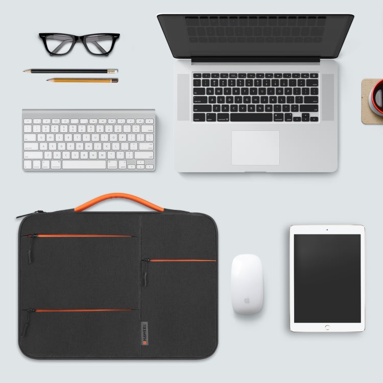 BOLSO PARA MACBOOK IMPERMEABLE CON BOLSILLOS NEGRO 13.5