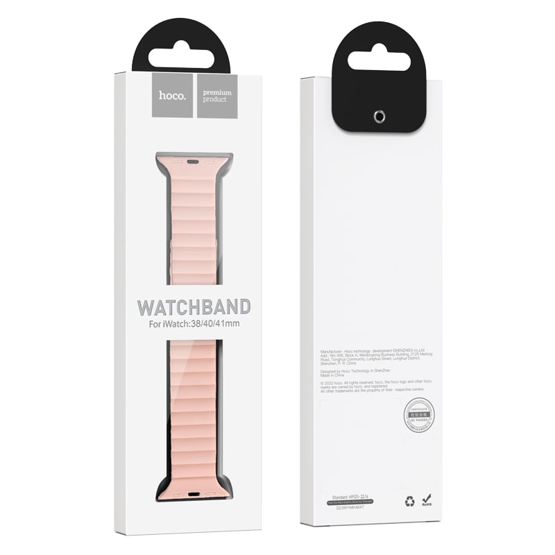 CORREA MAGNÉTICA DE SILICONA CON HEBILLA ROSA PALO 38/40/41MM (WA22)2