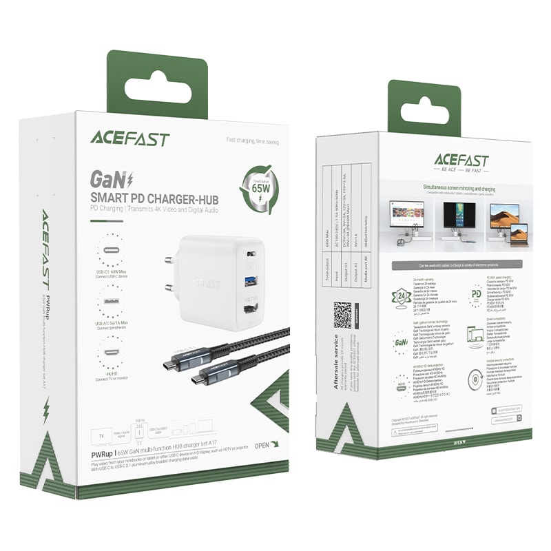 ENCHUFE 65W GaN HDMI A TV, 1USB-C(60W) + 1USB-A(5W) (A17)2