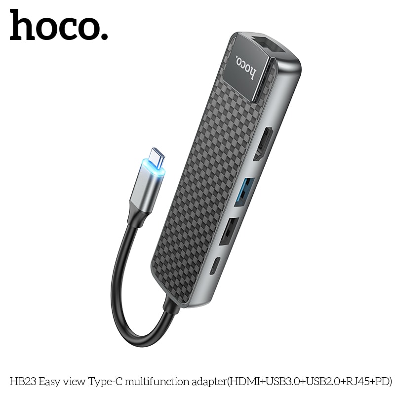 SUPER HUB UBS-C (HDMI+USB-A3.0+USB-A2.0+RJ45(ETHERNET)+USB-C) HB232