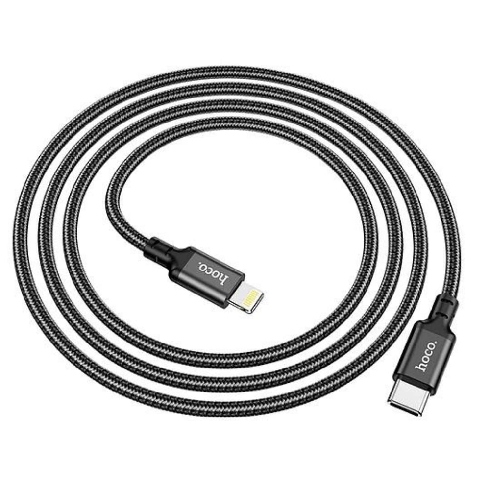 CABLE HOCO 1M USB-C A LIGHTNING NEGRO ENCORDONADO (X14)1