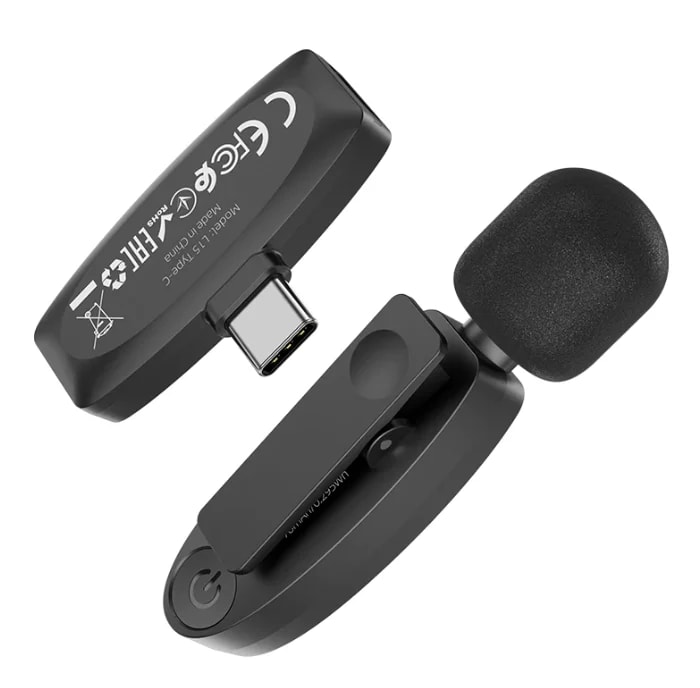 MICROFONO BLUETOOTH USB-C NEGRO, BATERIA 6 HORAS (L15)1