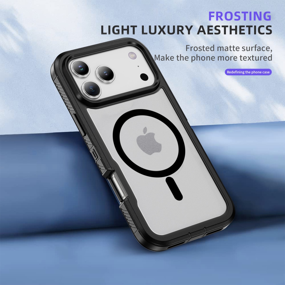 CARCASA ANTIGOLPES MAGSAFE IPHONE 17 PRO BORDE NEGRO2