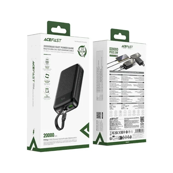 POWER BANK 20.000 MAH CON ENTRADA USB-C, USB-A Y CABLE USB-C (M14)1