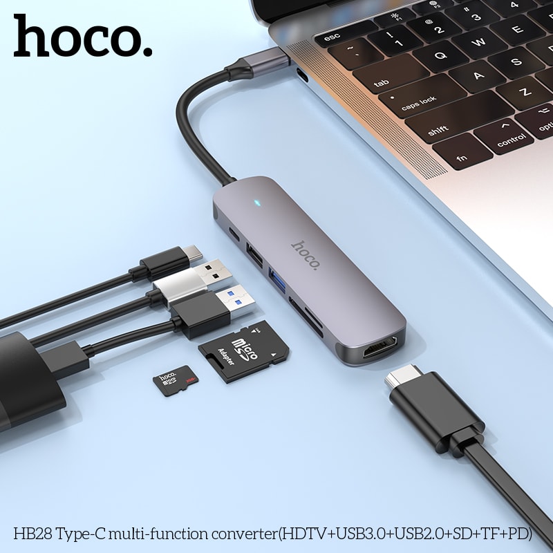 HUB USB-C  (HDMI+USB-A3.0+USB-A2.0+SD+TF+USB-C) HB282