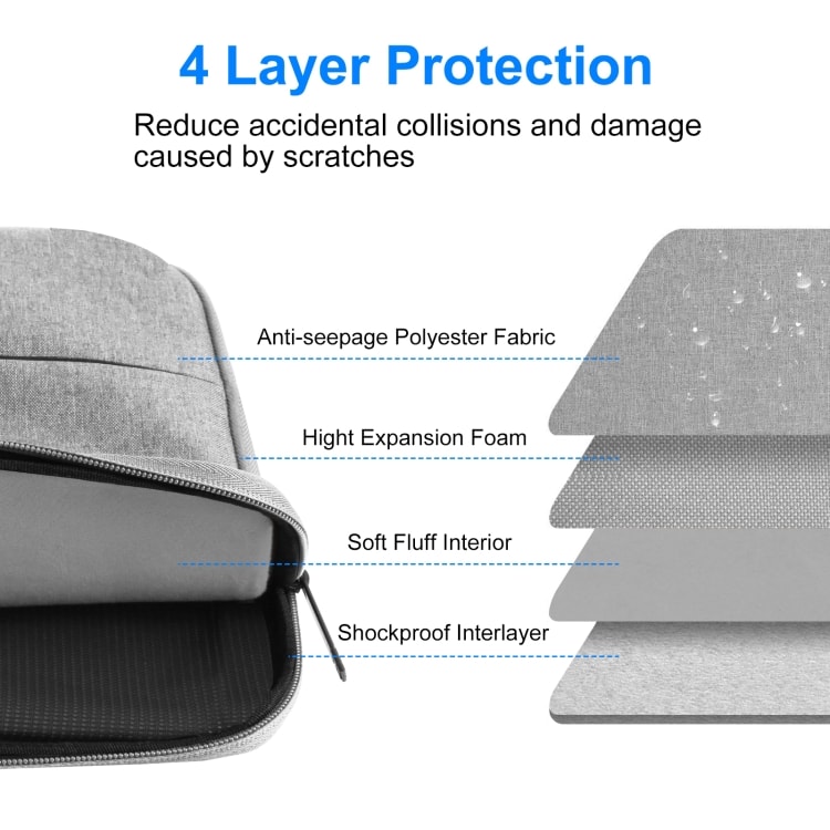 BOLSO PARA MACBOOK IMPERMEABLE CON BOLSILLOS GRIS CLARO 13.5