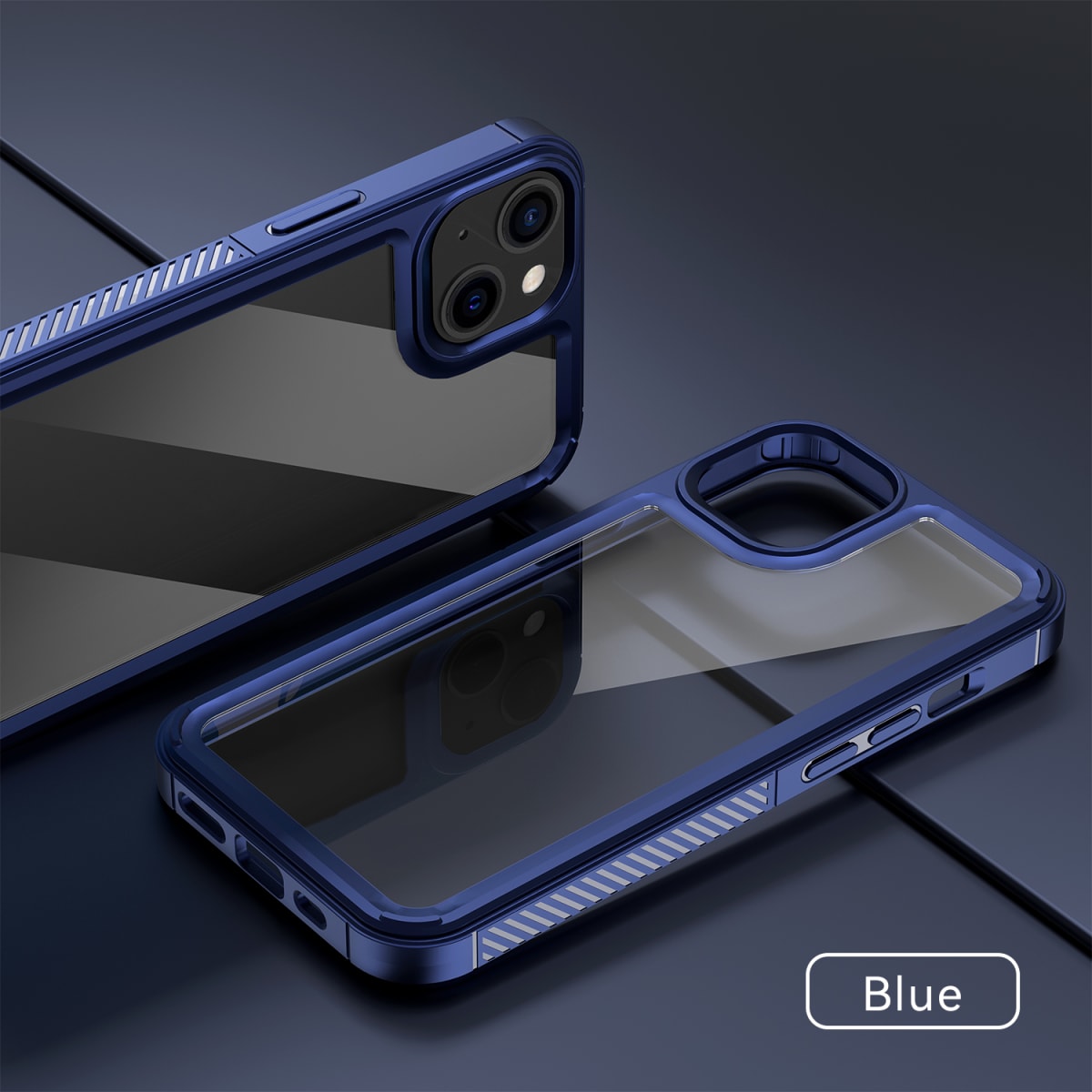 TRANSPARENTE + BORDE COLOR REFORZADA AZUL IPHONE 143