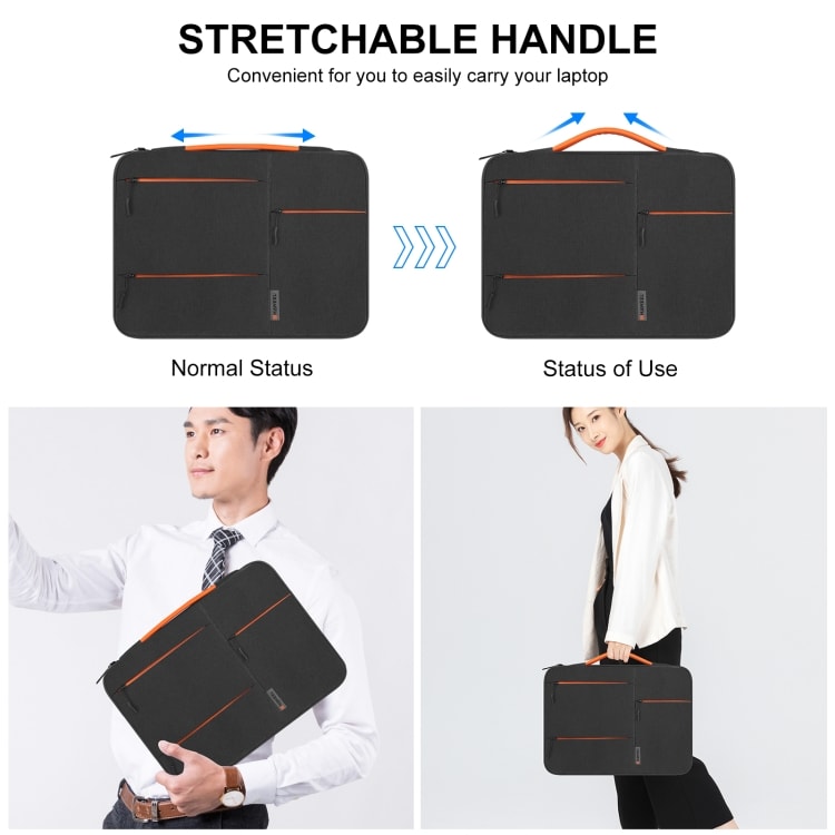 BOLSO PARA MACBOOK IMPERMEABLE CON BOLSILLOS NEGRO 15