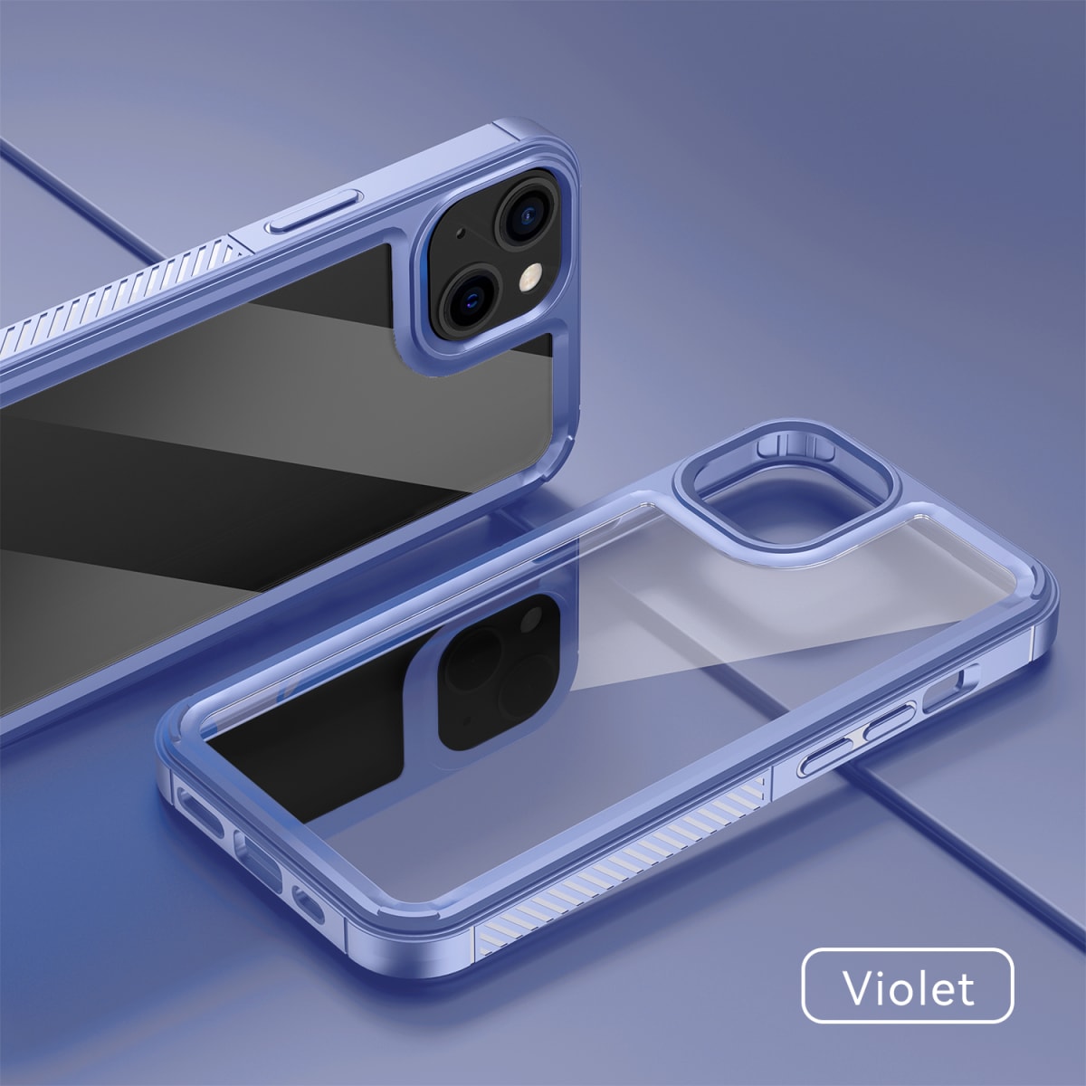 TRANSPARENTE + BORDE COLOR REFORZADA LILA IPHONE 143