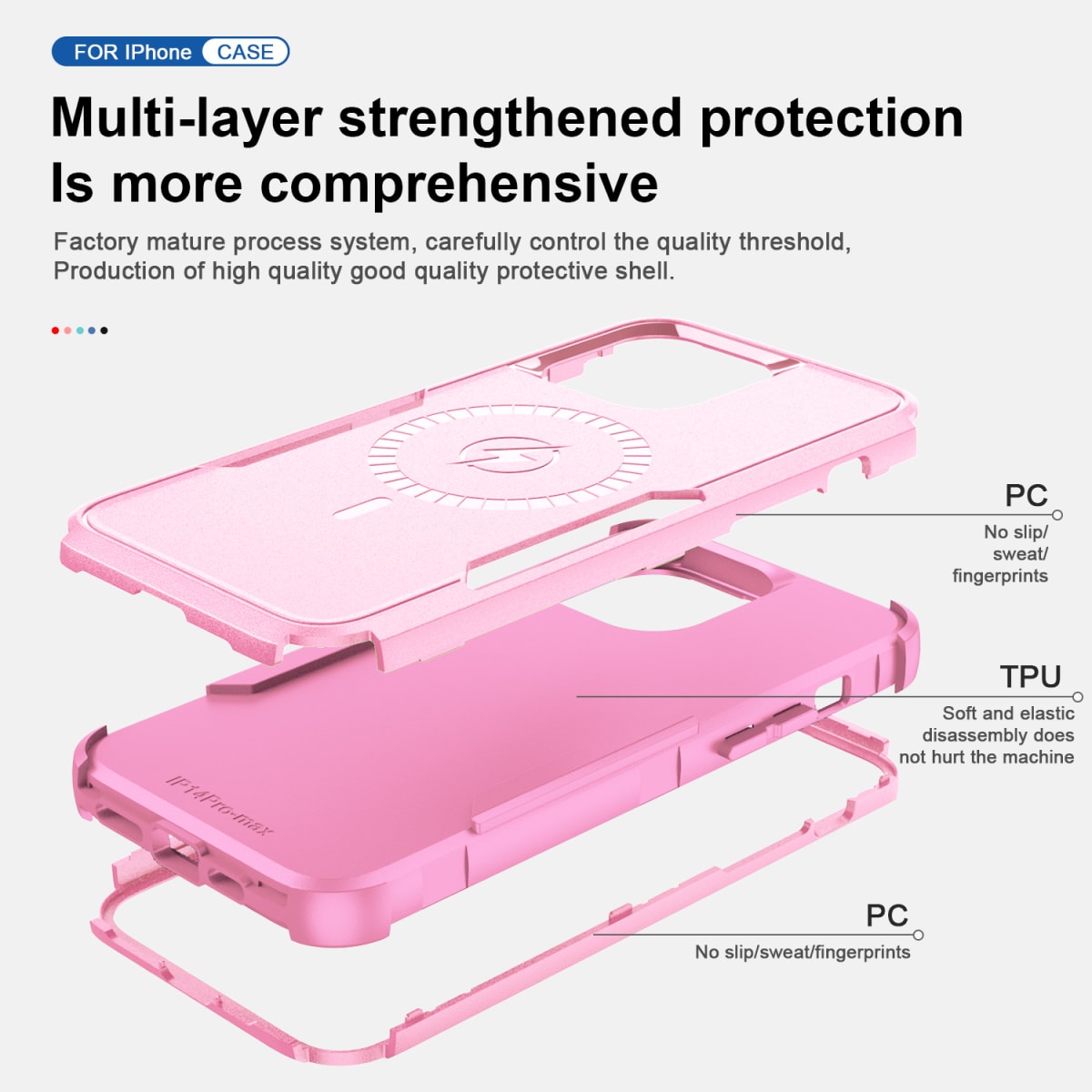 ANTIGOLPES 2 MAGSAFE ALTA PROTECCION ROSADO IPHONE 14 PRO MAX8