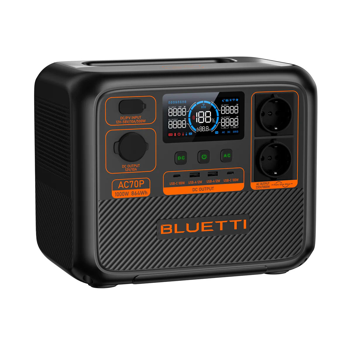 BLUETTI AC70P | Banco de batería recargable | 1000W - 864Wh | CHILE2
