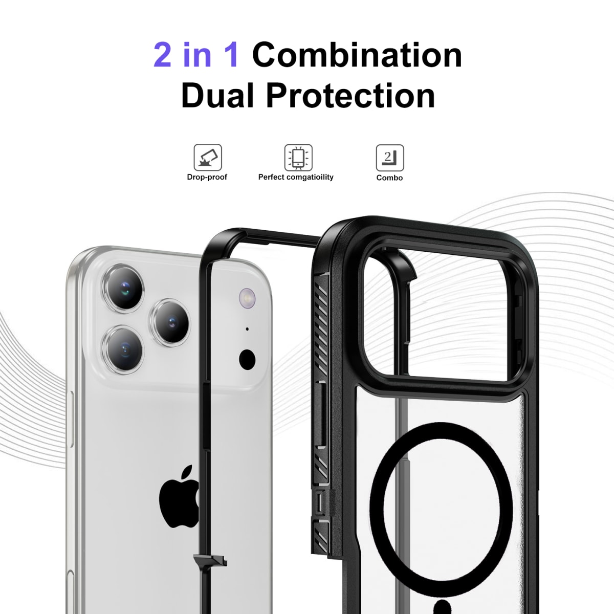 CARCASA ANTIGOLPES MAGSAFE IPHONE 17 BORDE NEGRO4