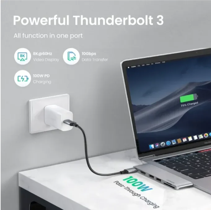ADAPTADOR LATERAL DUAL USB-C / HDMI + 2USB-A 3.0 + (SD/MICROSD) + USBC MACBOOK PRO/AIR (CM380)3