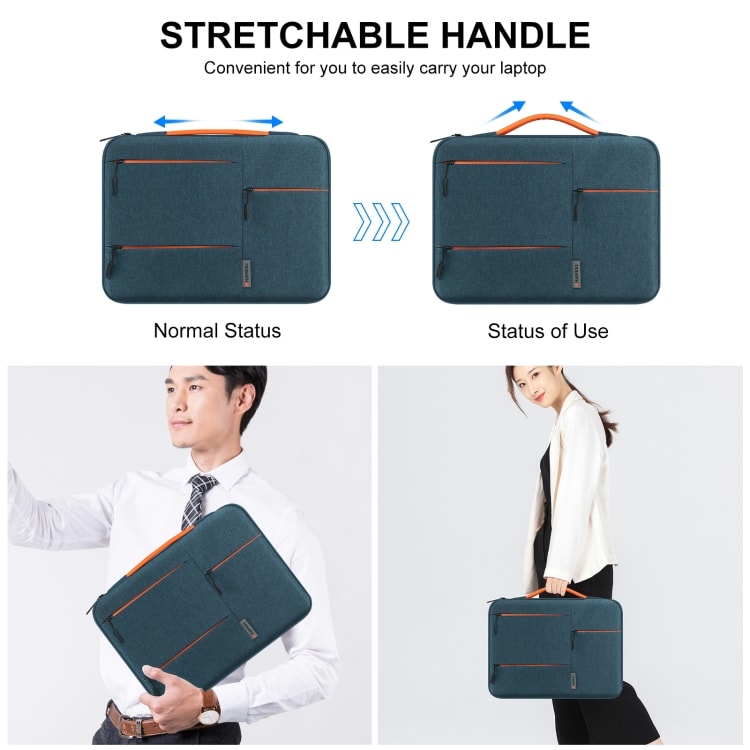 BOLSO PARA MACBOOK IMPERMEABLE CON BOLSILLOS AZUL MARINO 13.5