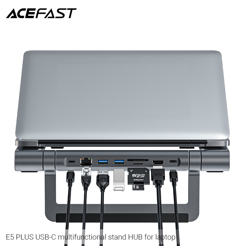 SOPORTE LAPTOP CON HUB USB-C MULTIFUNCION (E5 PLUS)3