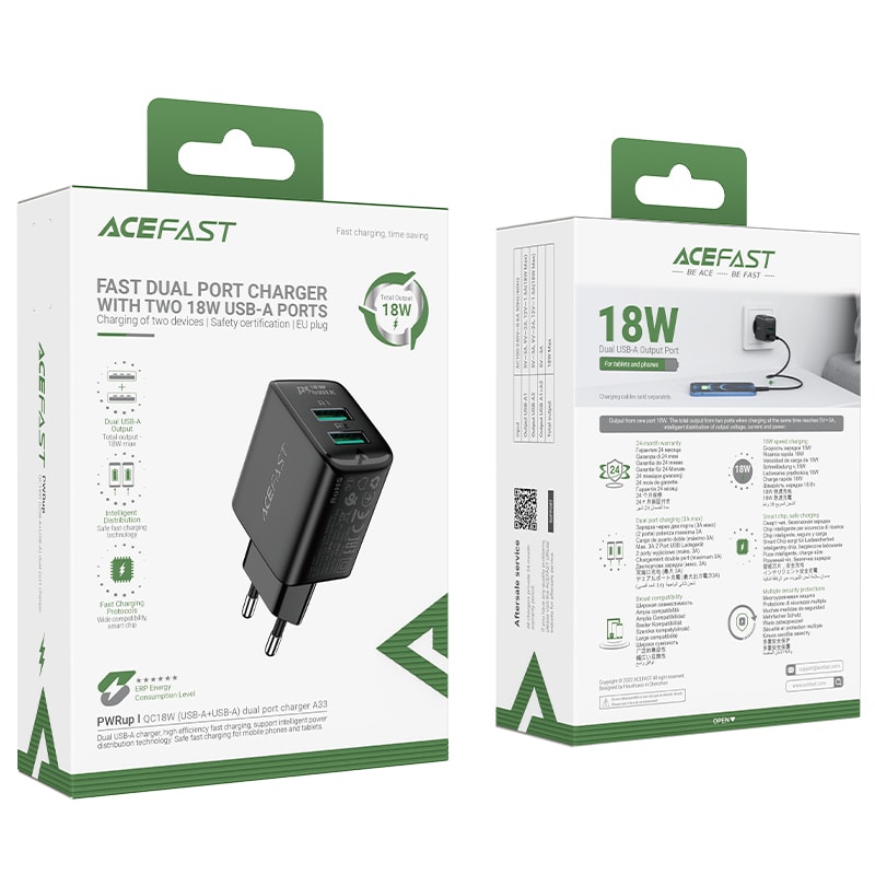 ENCHUFE 18W USB-A + USB-A (A33)1