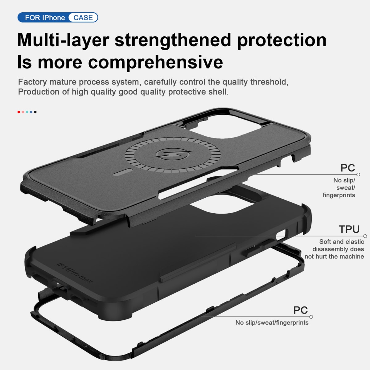 ANTIGOLPES 2 MAGSAFE ALTA PROTECCION NEGRO IPHONE 14 PRO MAX8