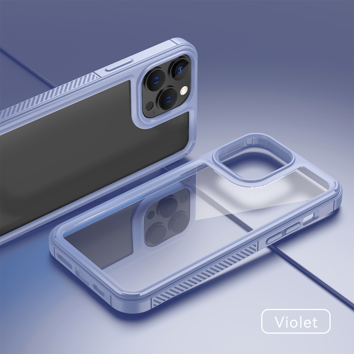 TRANSPARENTE + BORDE COLOR REFORZADA LILA IPHONE 14 PRO3