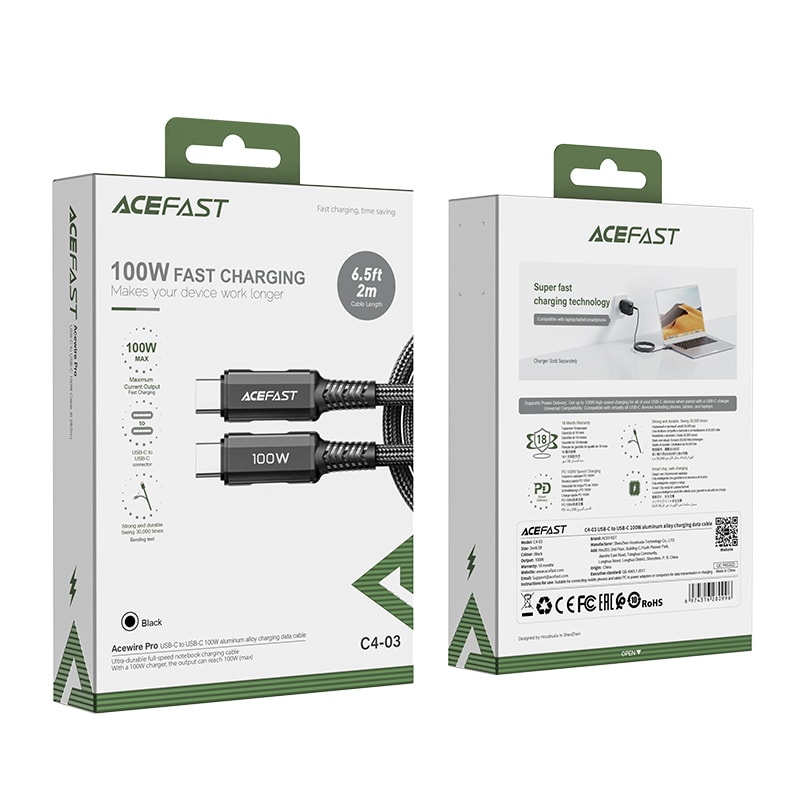 CABLE USB-C A USB-C 100W 2M C4-033