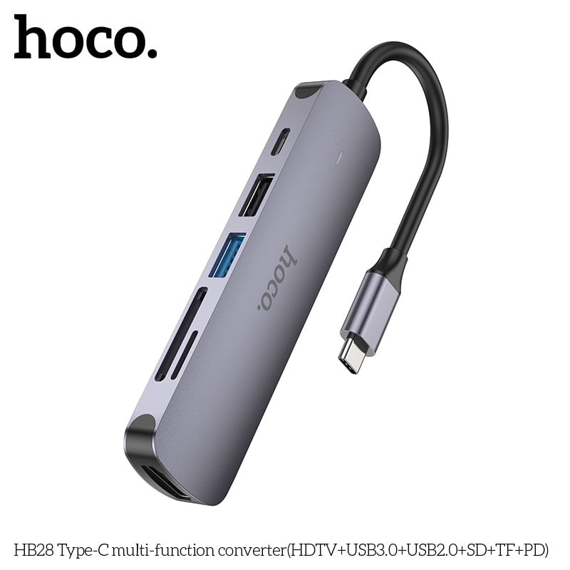 HUB USB-C  (HDMI+USB-A3.0+USB-A2.0+SD+TF+USB-C) HB283