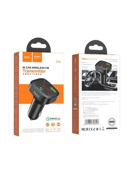 CARGADOR AUTO CON TRANSMISOR FM BLUETOOTH (E59) HOCO1