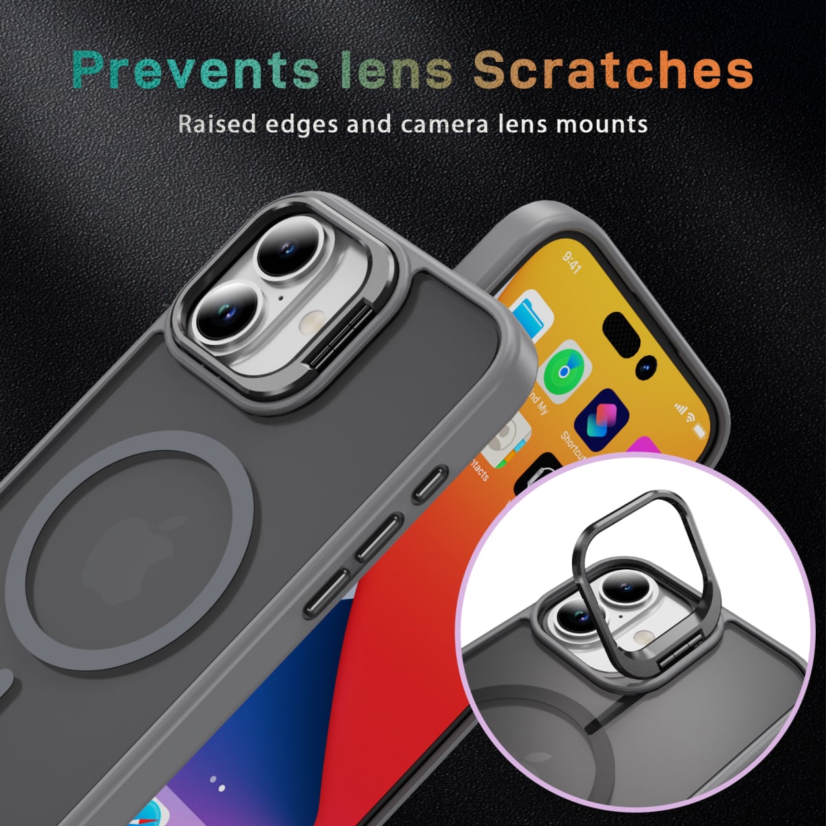 CARCASA MATE GRIS CON SOPORTE METALICO EN CAMARA, MAGSAFE IPHONE 17 AIR1