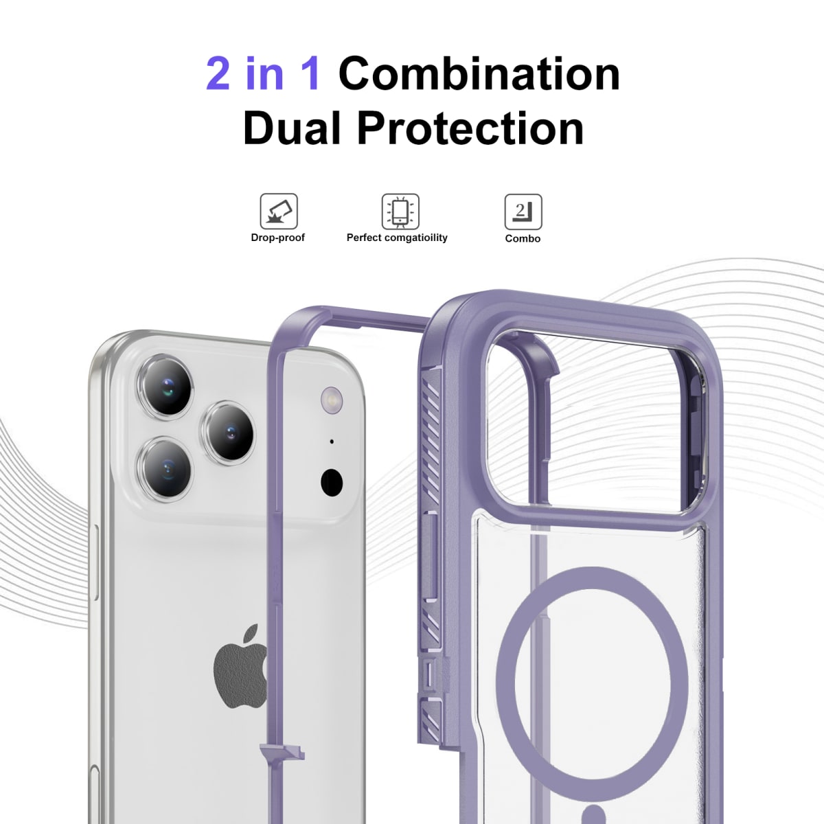 CARCASA ANTIGOLPES MAGSAFE IPHONE 17 PRO BORDE LILA1
